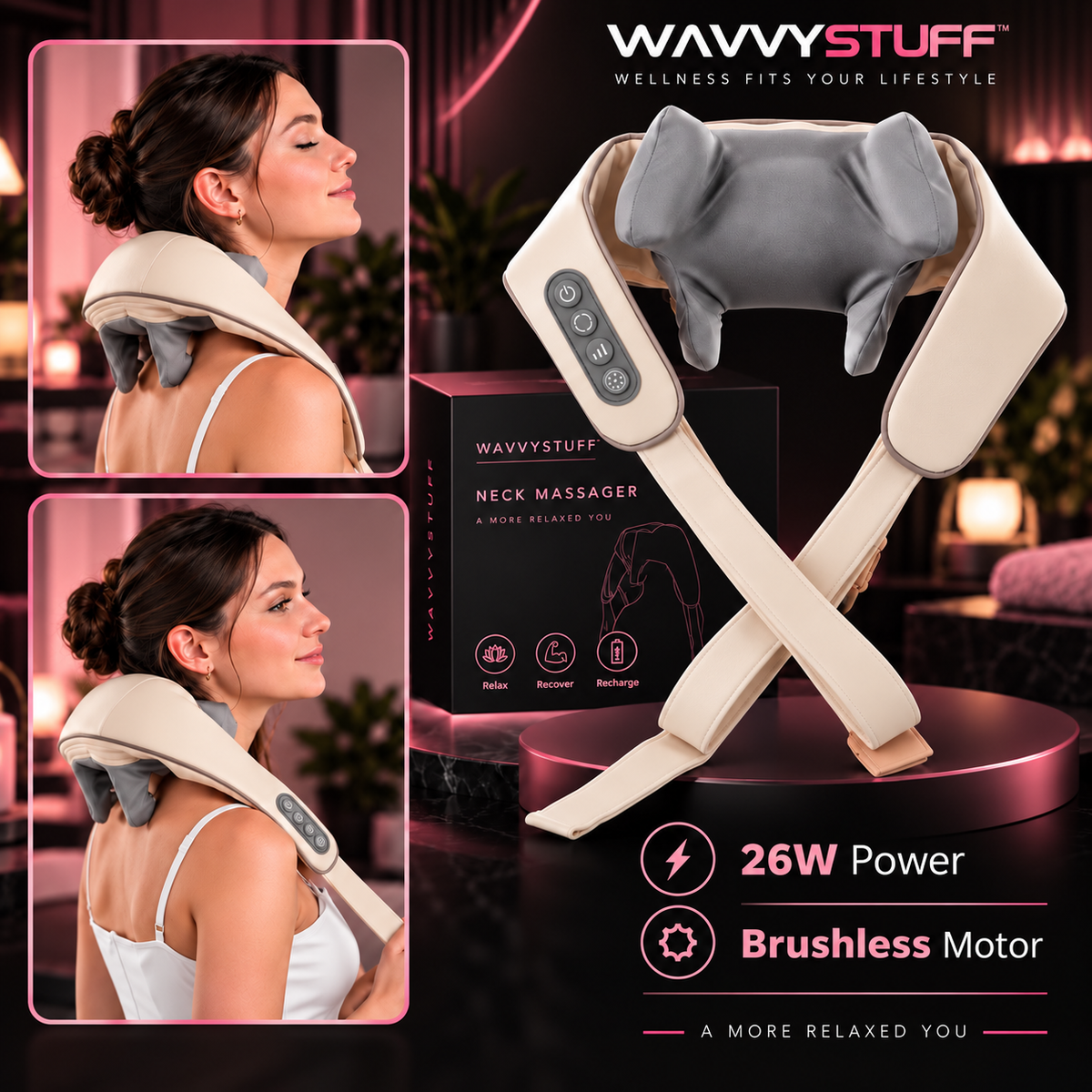 Wireless Neck and Shoulder Massager for Deep Relief