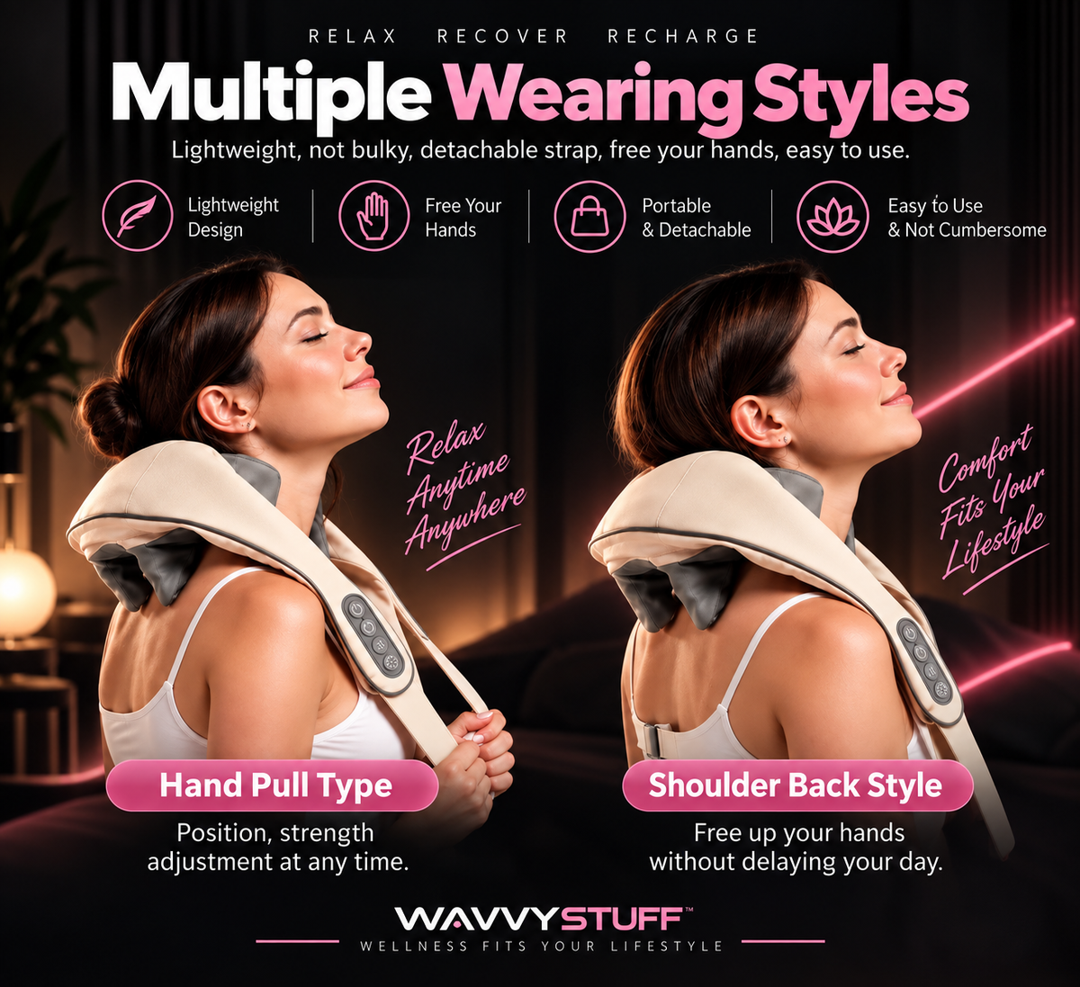 Wireless Neck and Shoulder Massager for Deep Relief